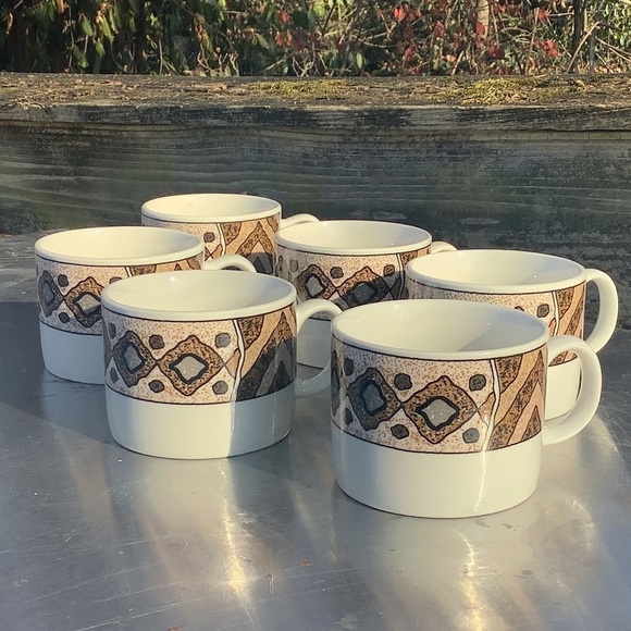 Set 6 Bohemian Aztec Southwestern Coffee Tea Mugs - Picture 1 of 6